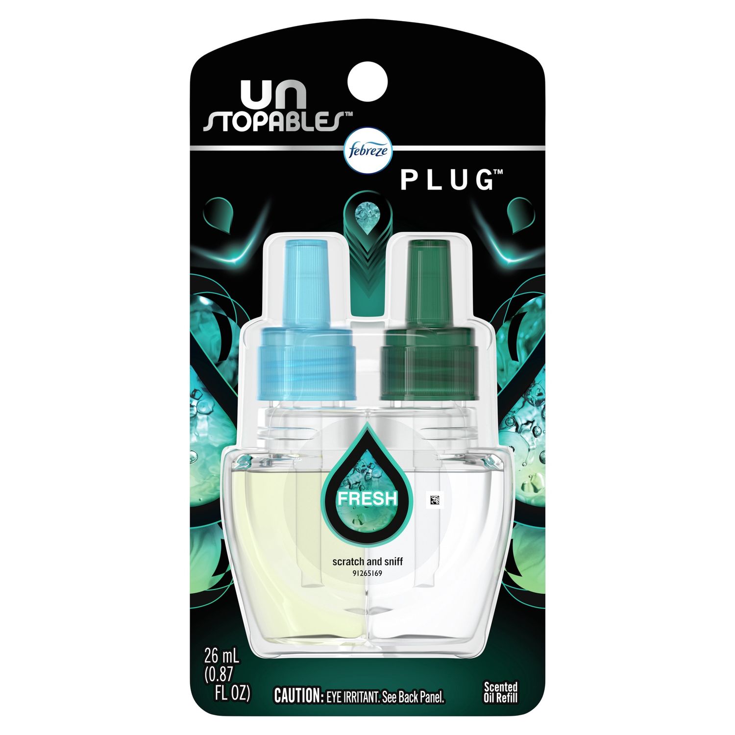 Febreze Unstopables Odor-Eliminating Plug Air Freshener, Fresh, .87 Fl Oz Refill