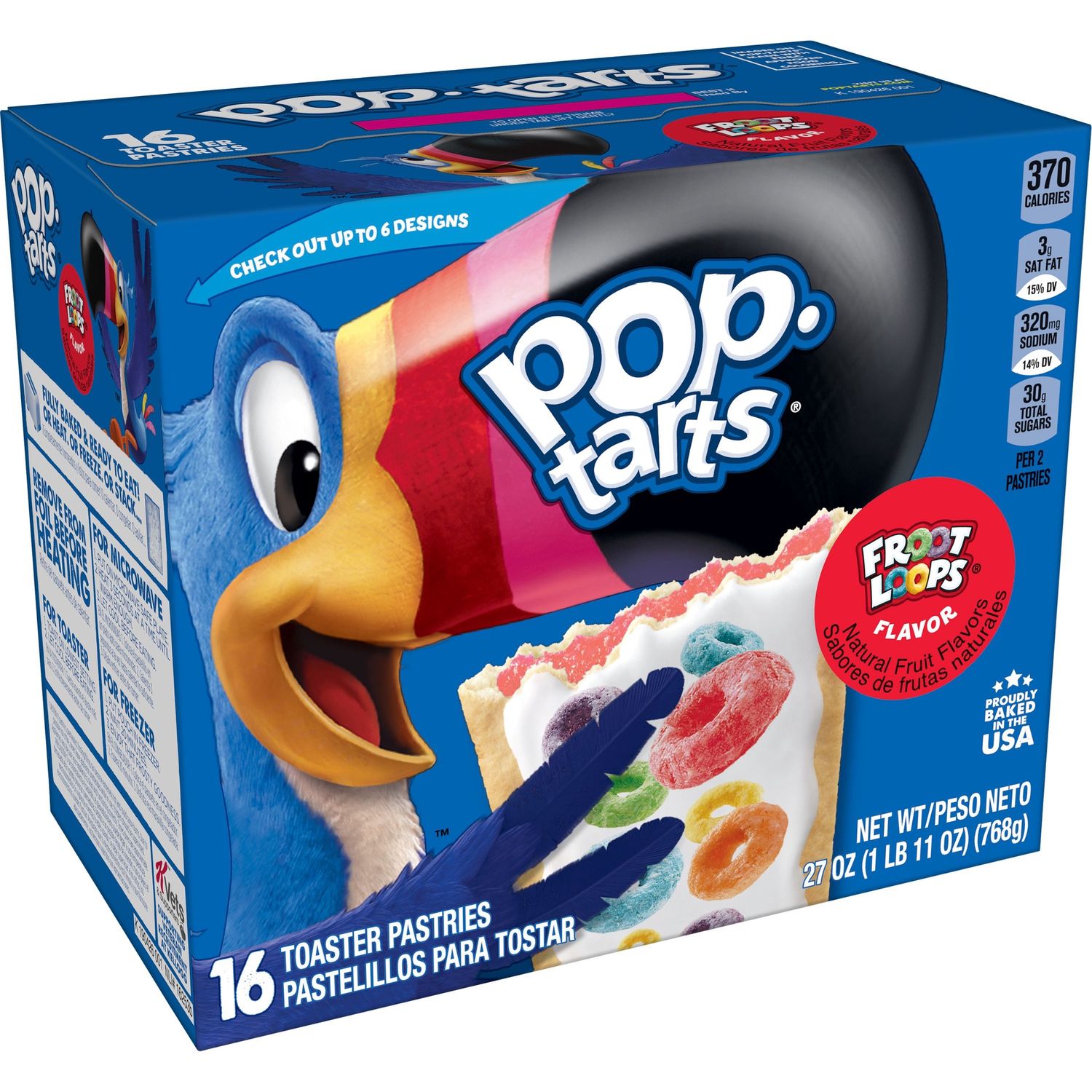 Pop-Tarts Printed Fun Breakfast Toaster Pastries, Froot Loops, 27 Oz, 16 Toaster