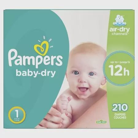 Pampers Baby-Dry Extra Protection Diapers, Size 1, 210 Count