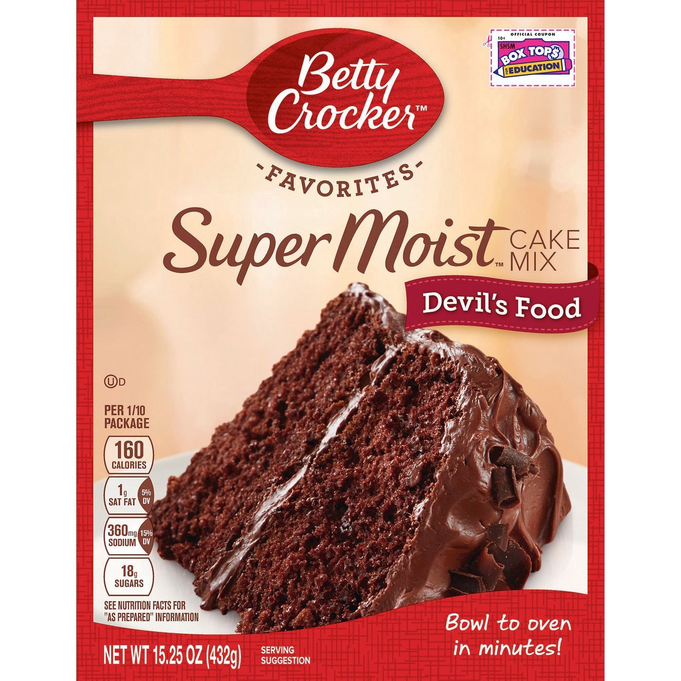 Betty Crocker Supermoist Cake Mix, Devil&#39;s Food - 15.25 oz box