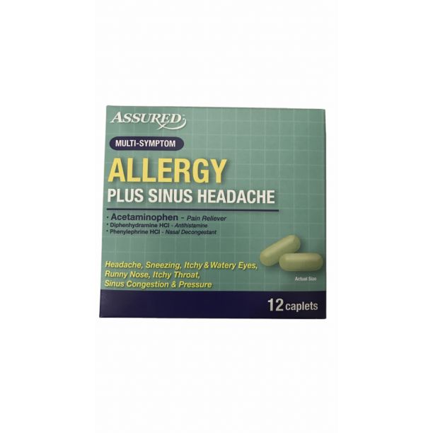 Allergy Plus Sinus Headache Pain Reliever Antihistamine Decongestant 12 Caplet