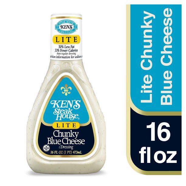 Kens Steak House Lite Chunky Blue Cheese Dressing, 16 oz