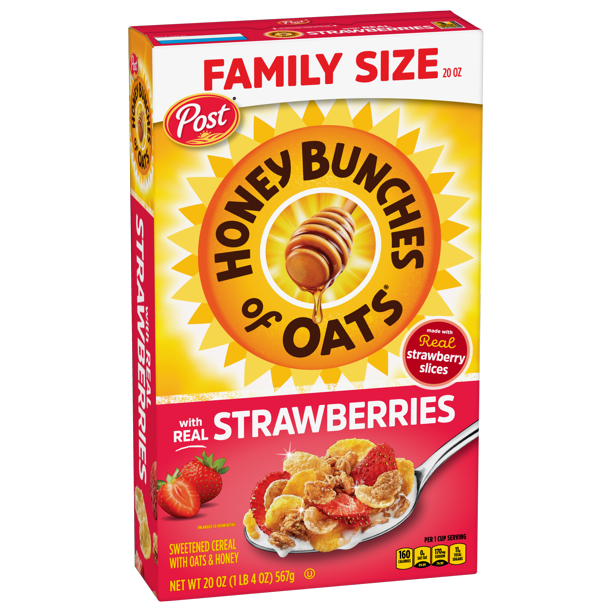 Honey Bunches of Oats with Real Strawberries Cereal, Heart Healthy, Low Fat, made with Whole Grain Cereal, 20 Ounce