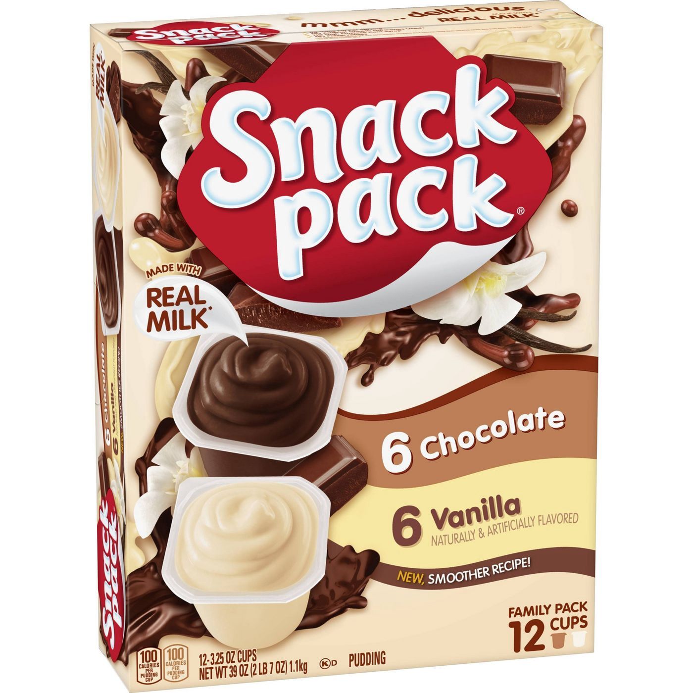 Snack Pack Chocolate and Vanilla Pudding - 39oz/12ct