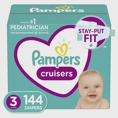 Pampers Cruisers Active Fit Taped Diapers, Size 3, 144 Count