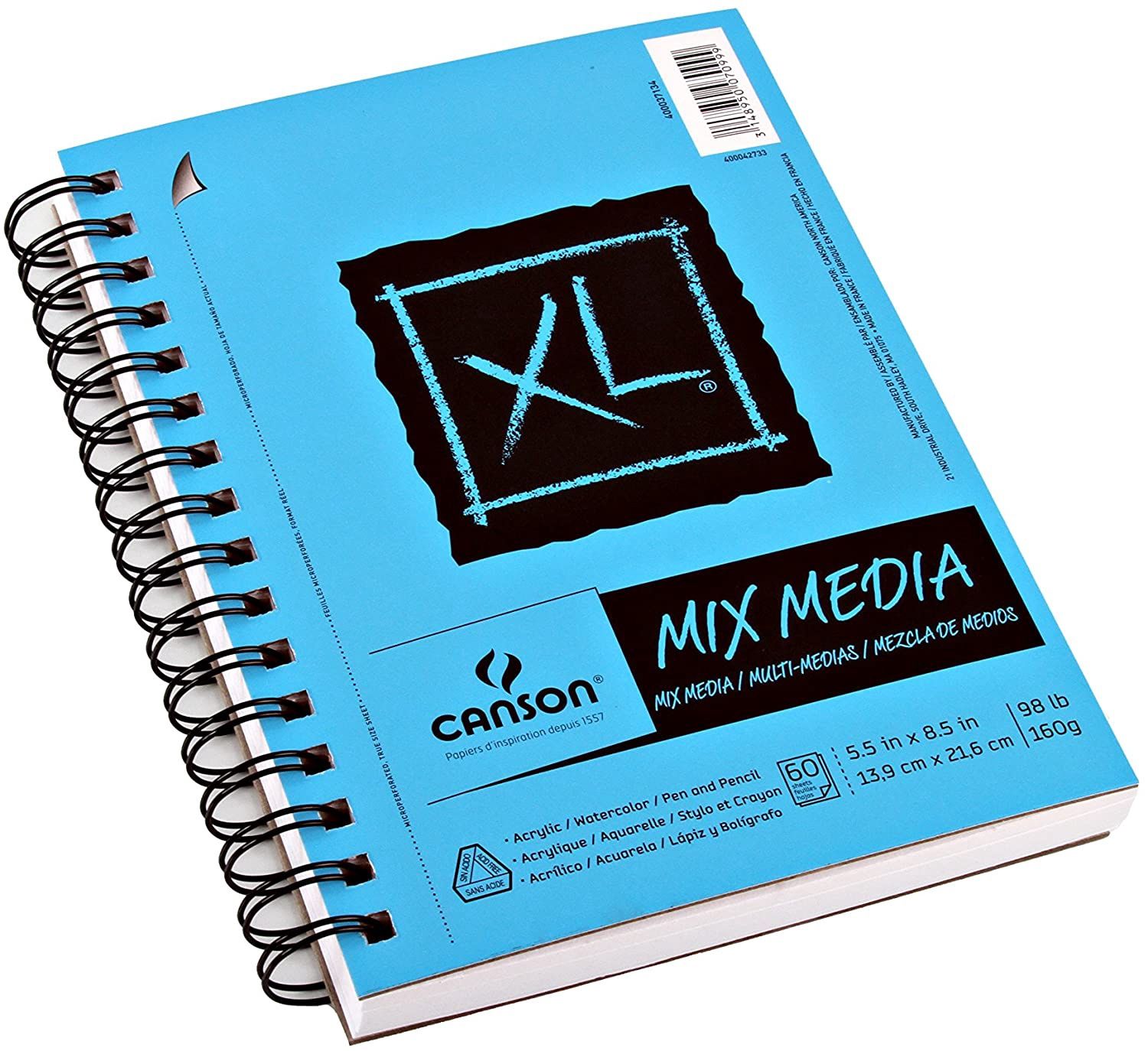 Canson XL Mix Media Artist Pad, 5.5&quot; x 8.5&quot;, 60 Sheets/Pad