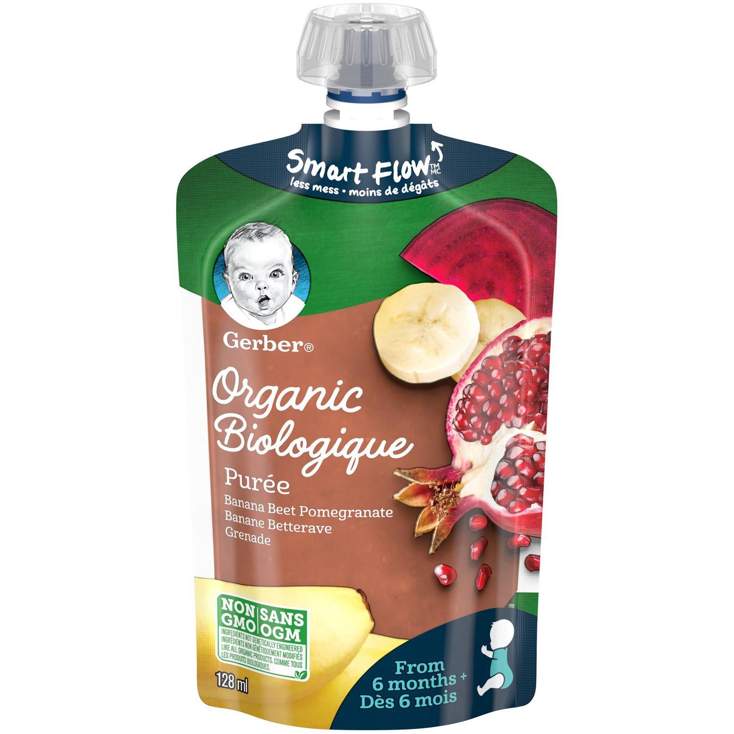 GERBER® Organic Purée, Banana Beet Pomegranate, Baby Food, 128 ml