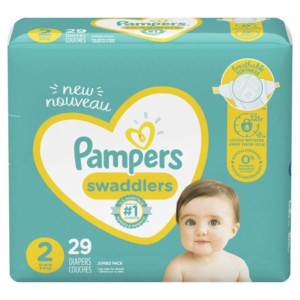 Pampers Swaddlers Diapers, Soft and Absorbent, Size 2, 29 Ct
