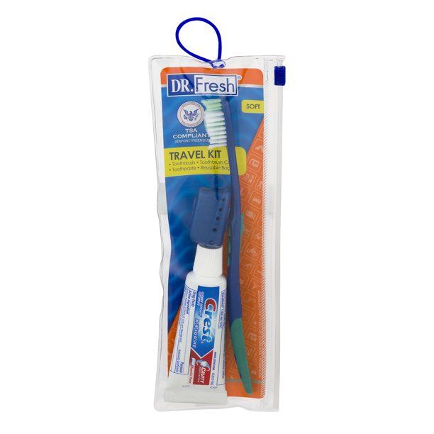Dr. Fresh Travel Kit Crest/ Colgate Toothpaste-Brush-Cover