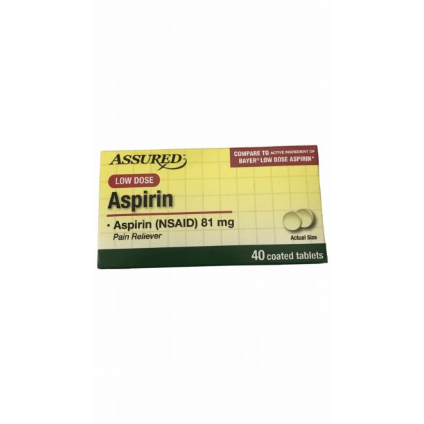 Assured Low Dose Apirin 81 mg Enteric-Coated Pain Reliever 40 Ct