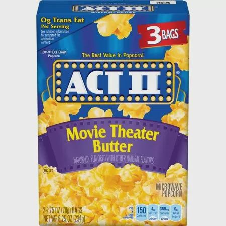 Act 2 Popcorn Movie Theater 3 Ct