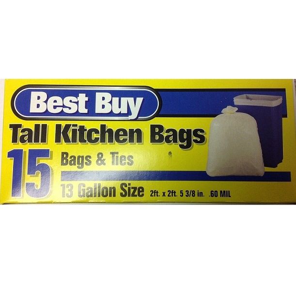 Best Buy Tall Kitchen Bags 13 Gallon 15 Ct