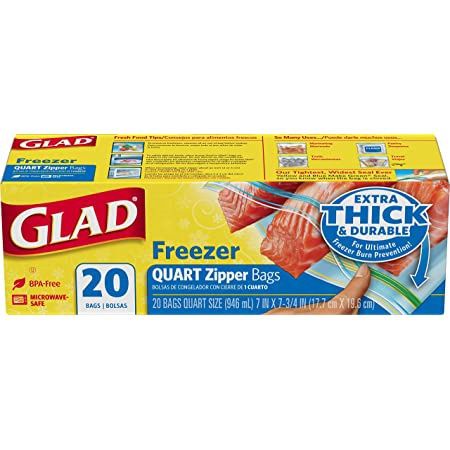 Glad Zipper Freezer Bags Quart 20 Ct