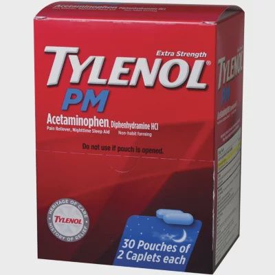 Tylenol Extra Strength PM, 500mg 30 pouches, 2ct ea