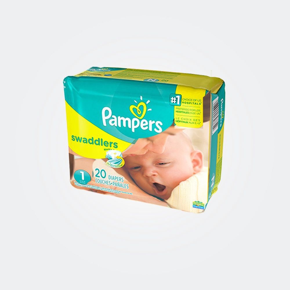 PAMPERS SWADDLERS DIAPERS SIZE ONE 20 COUNT