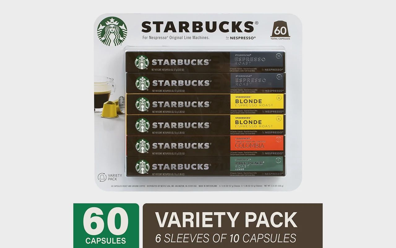 Starbucks by Nespresso Original Line Variety Pack Capsules, 60 Count