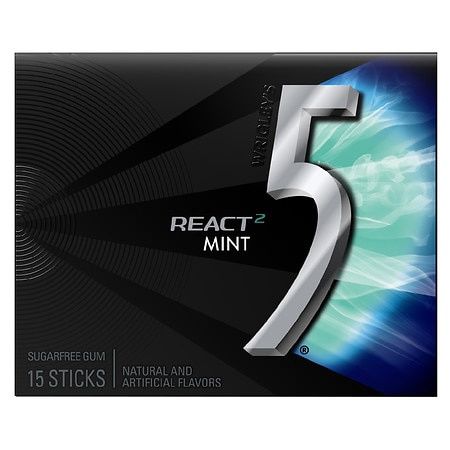 5 Gum, Sugar Free React 2 Mints Chewing Gum