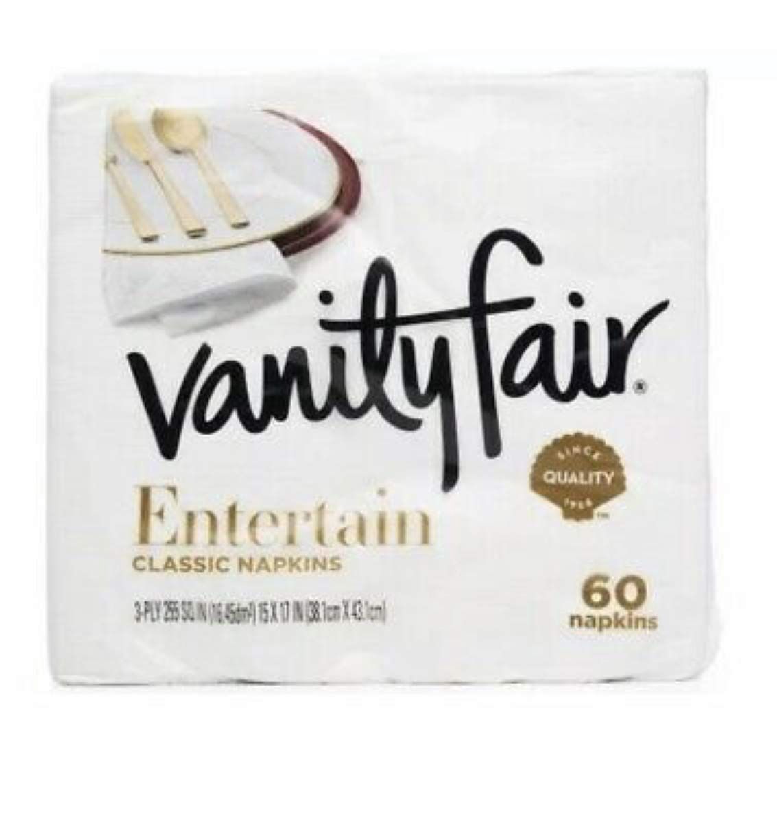 Vanity Fair Entertain Paper Napkins, 60 Count
