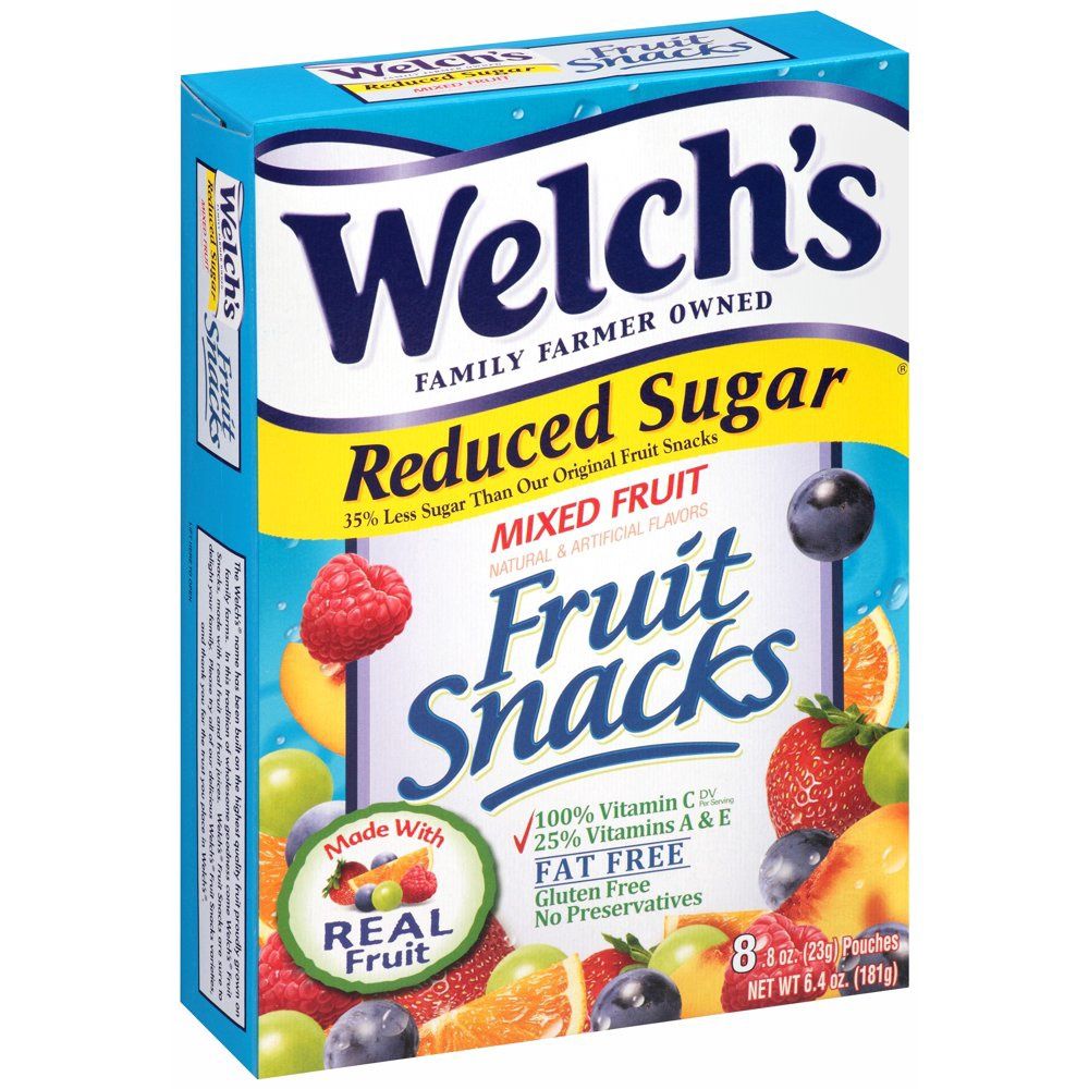 Welch's Fruit Snacks, Mixed Fruit, Reduced Sugar, 8 ct, 0.8 oz