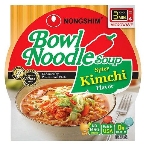 Nongshim Bowl Spicy Kimchi Soup Microwavable Noodle Bowl - 3.03oz