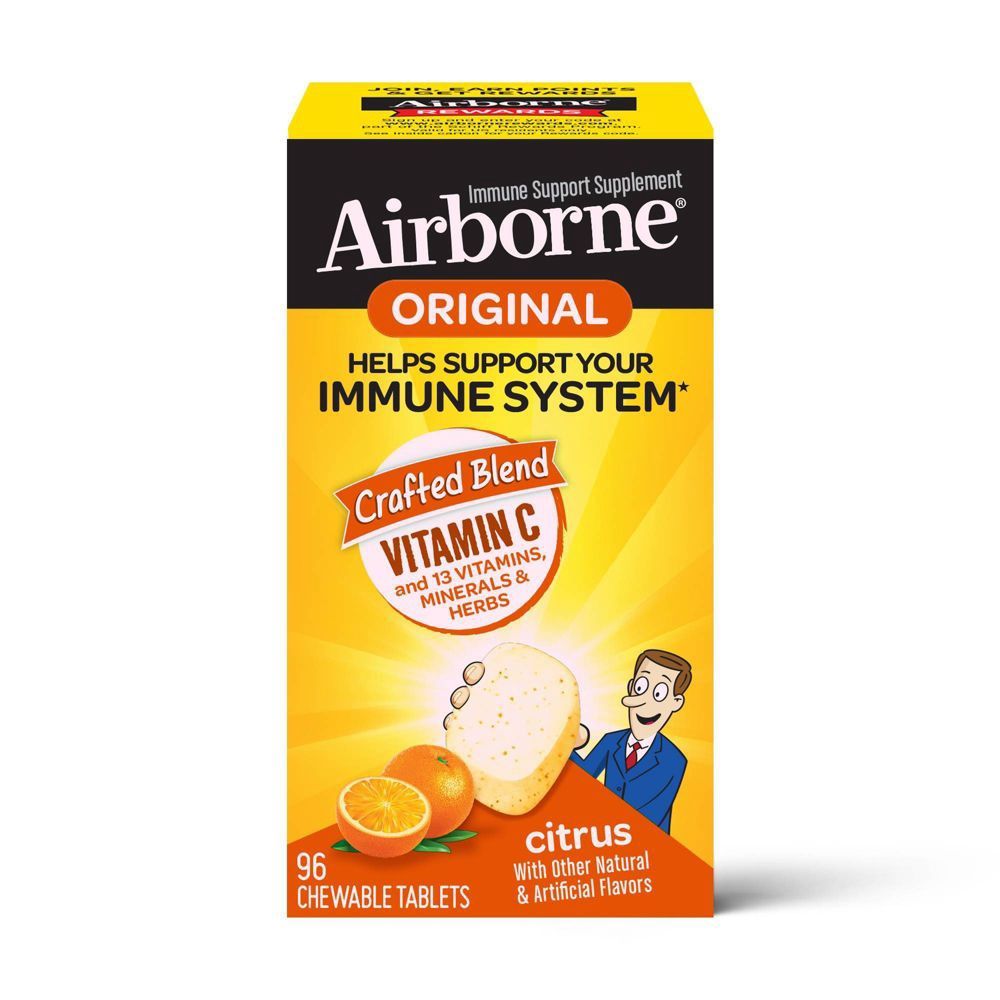 Airborne Vitamin C Chewable Tablets Citrus 96 ct