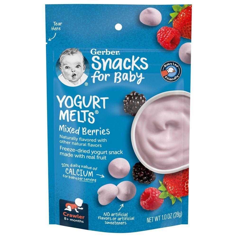 Gerber Yogurt Melts Mixed Berries Freeze-Dried Yogurt &amp; Fruit Snacks 1oz