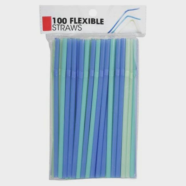 Flexible Blue &amp; Green Straws, 100 Count