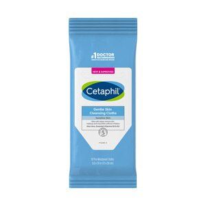 Cetaphil Gentle Skin Cleansing Cloths, Travel Size Fragrance Free wipe 10ct