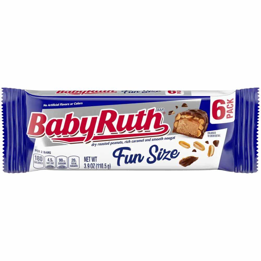 Baby Ruth Fun Size Chocolate Candy Bar, 110.5 g, 6 Ct