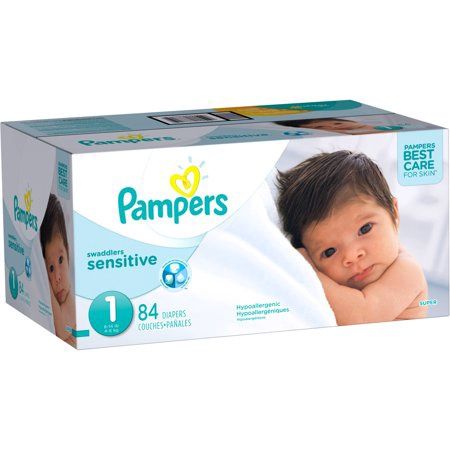 Pampers Swaddlers Sensitive Diapers Super pack Size 1, 84 Count
