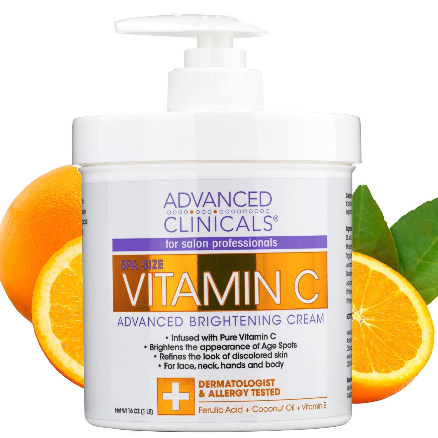 Advanced Clinicals vitamin C, Advanced Brightening Cream, 16 oz