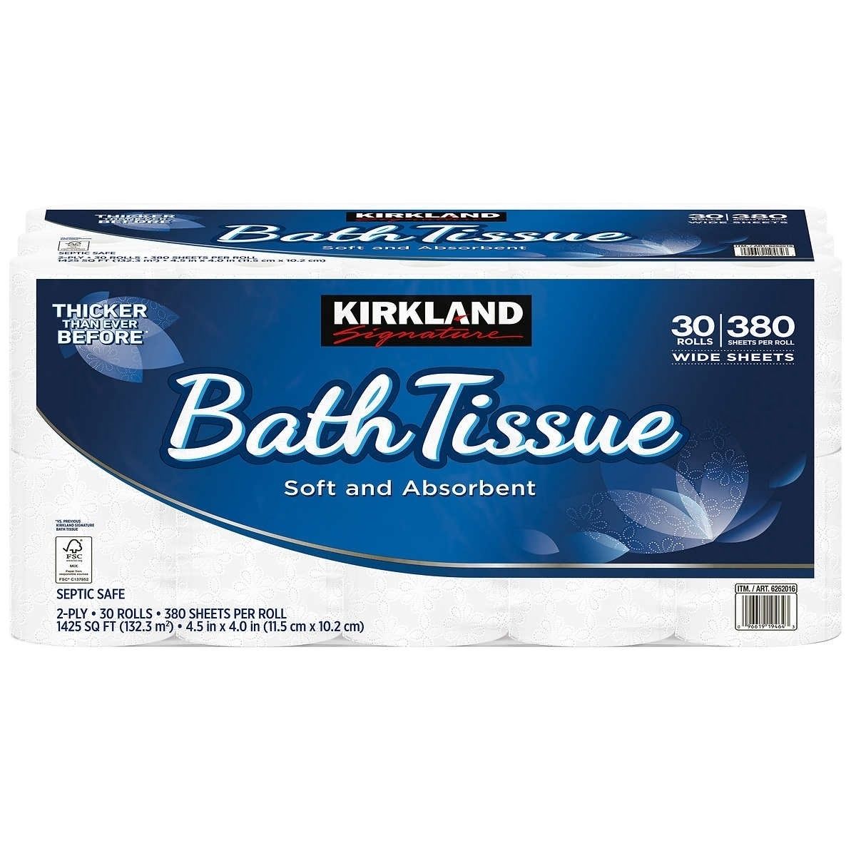 Kirkland Signature Bath Tissue 2Ply 380 Sheets 30 Rolls