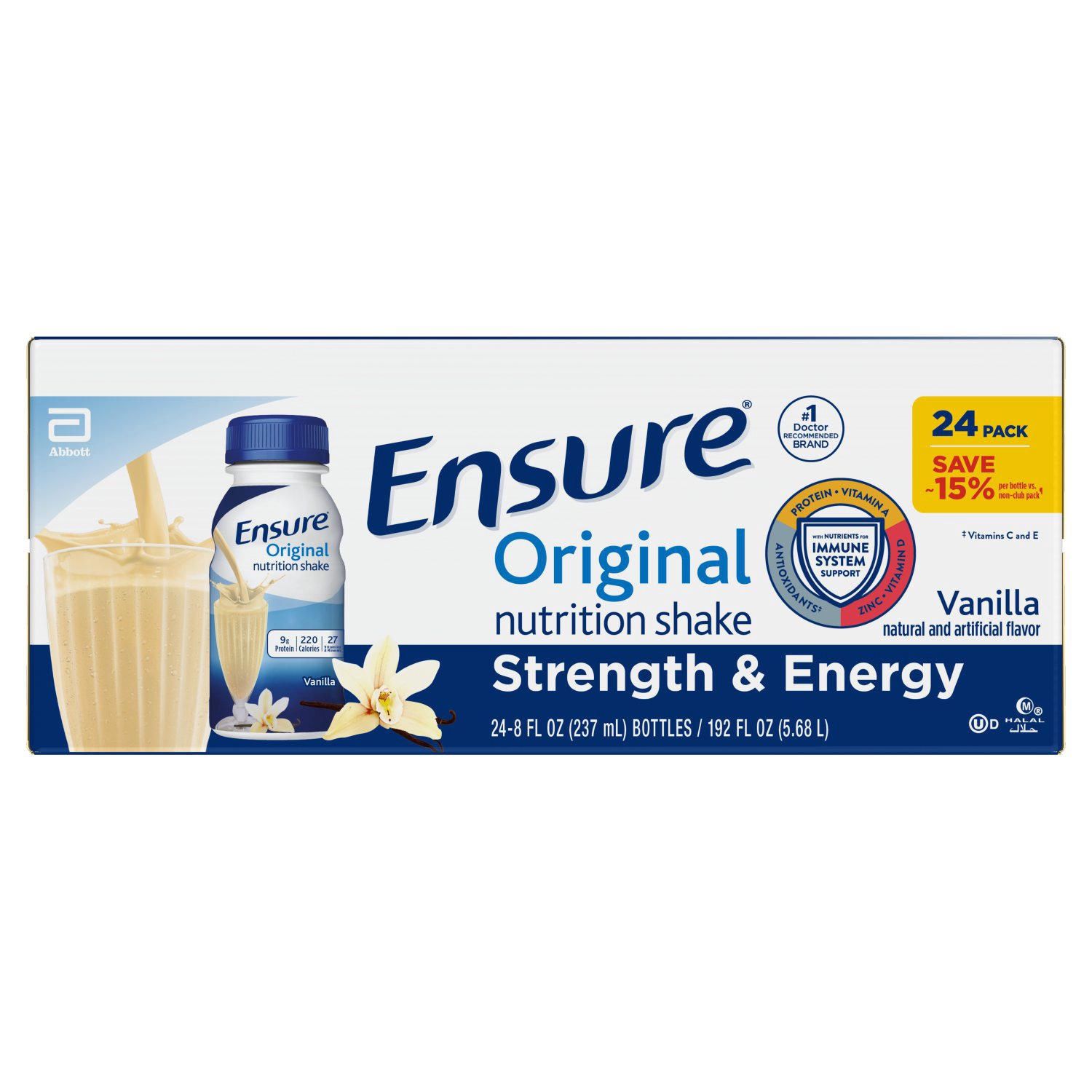 Ensure Original Nutrition Vanilla Shakes, 8 Fl Oz 24 Count
