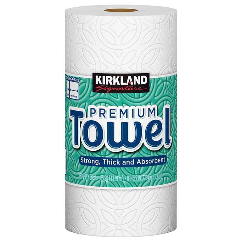 Kirkland Signature Paper Towels, 2-Ply, 160 Sheets, 1 ndividually Wrapped Rolls