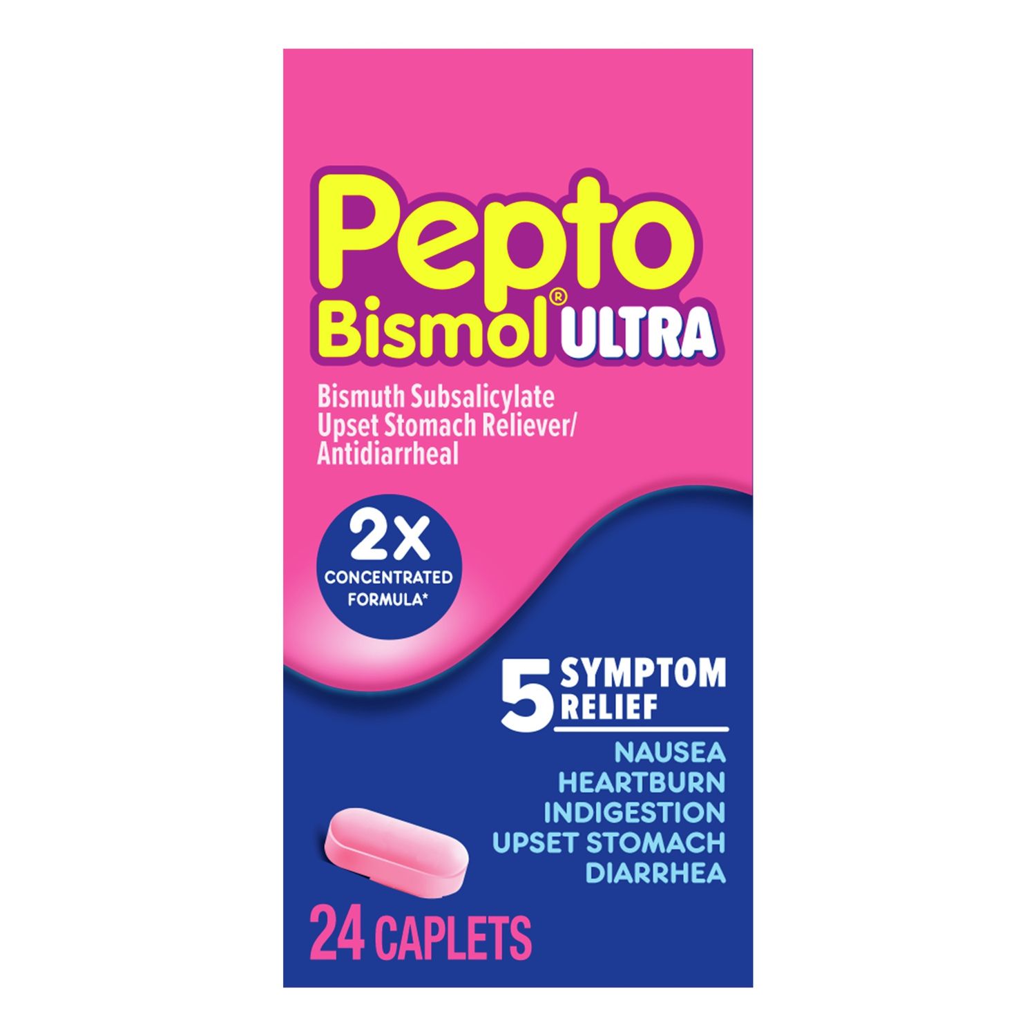 Pepto-Bismol Ultra 5 Symptom Stomach Relief Caplets 24ct