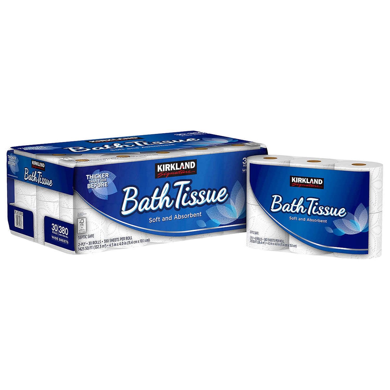 Kirkland Signature Brand Toilet Paper Bath Tissue 6 Roll Pack