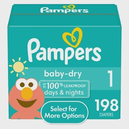 Pampers Baby Dry Diapers Size 1, 198 Count