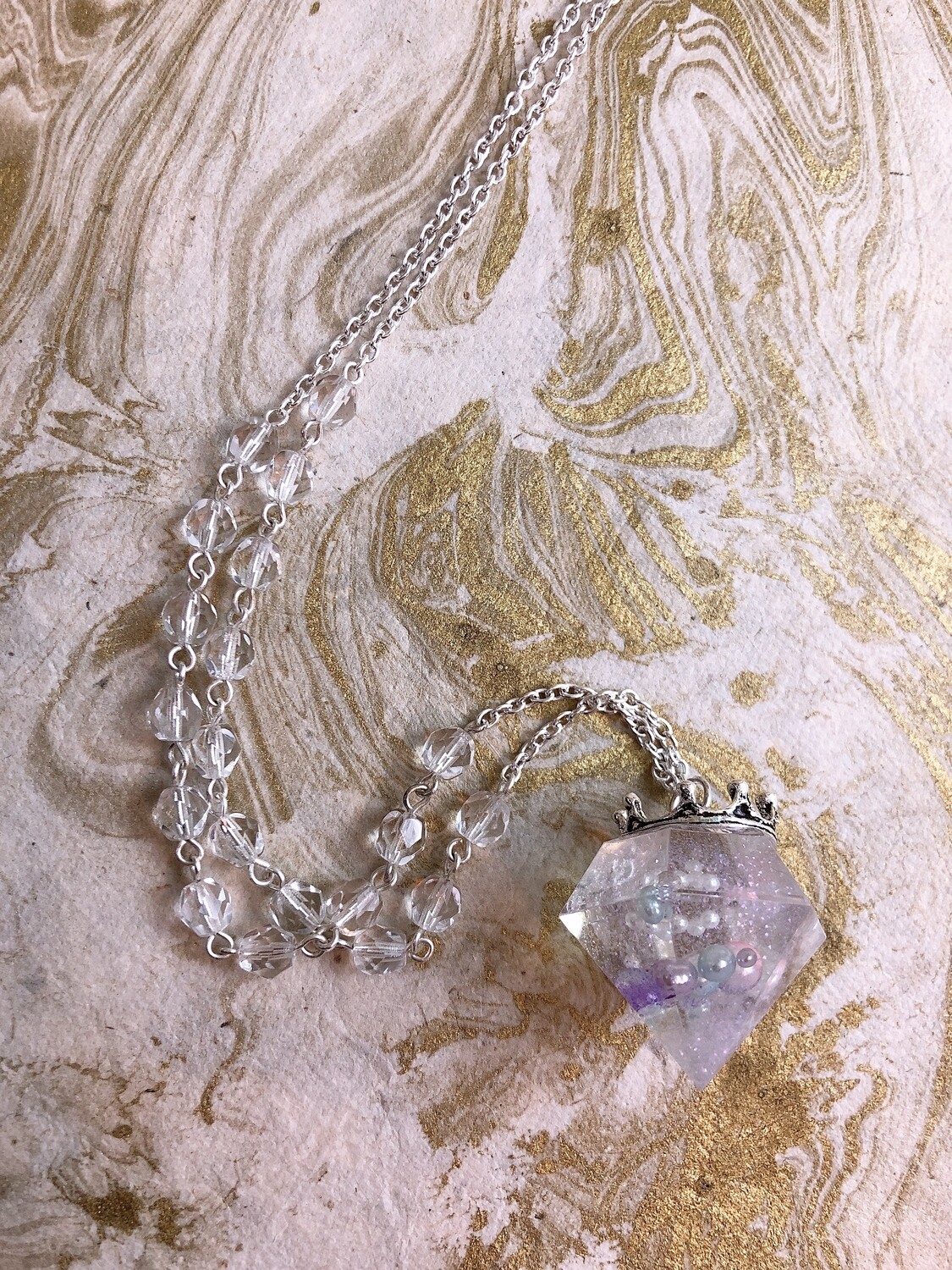 crowned jewel necklace (clear bubble magic)