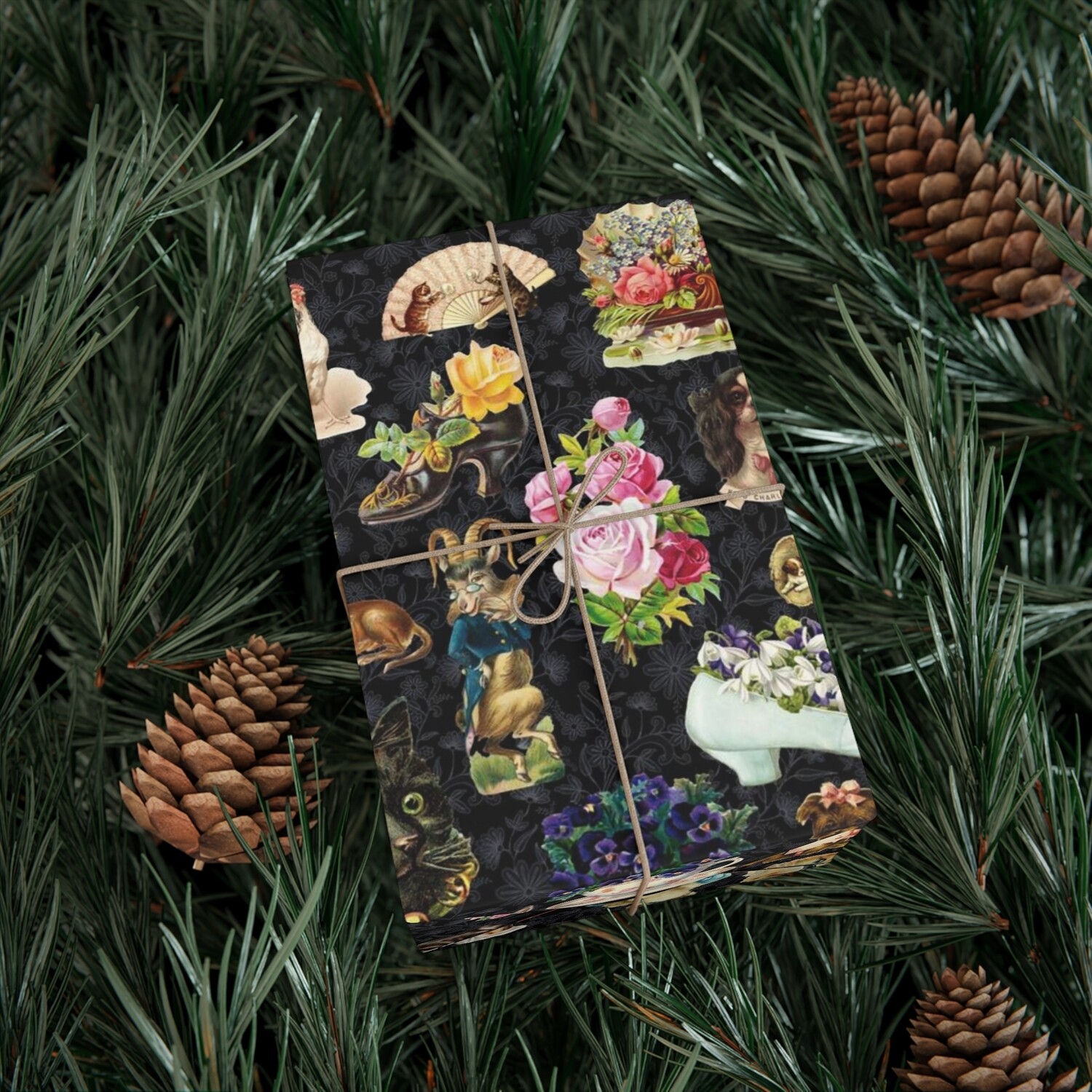 gift wrap paper (victorian scrapbook - black)