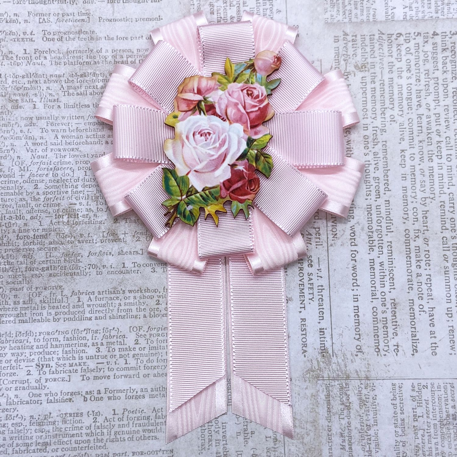 pink rose bouquet rosette