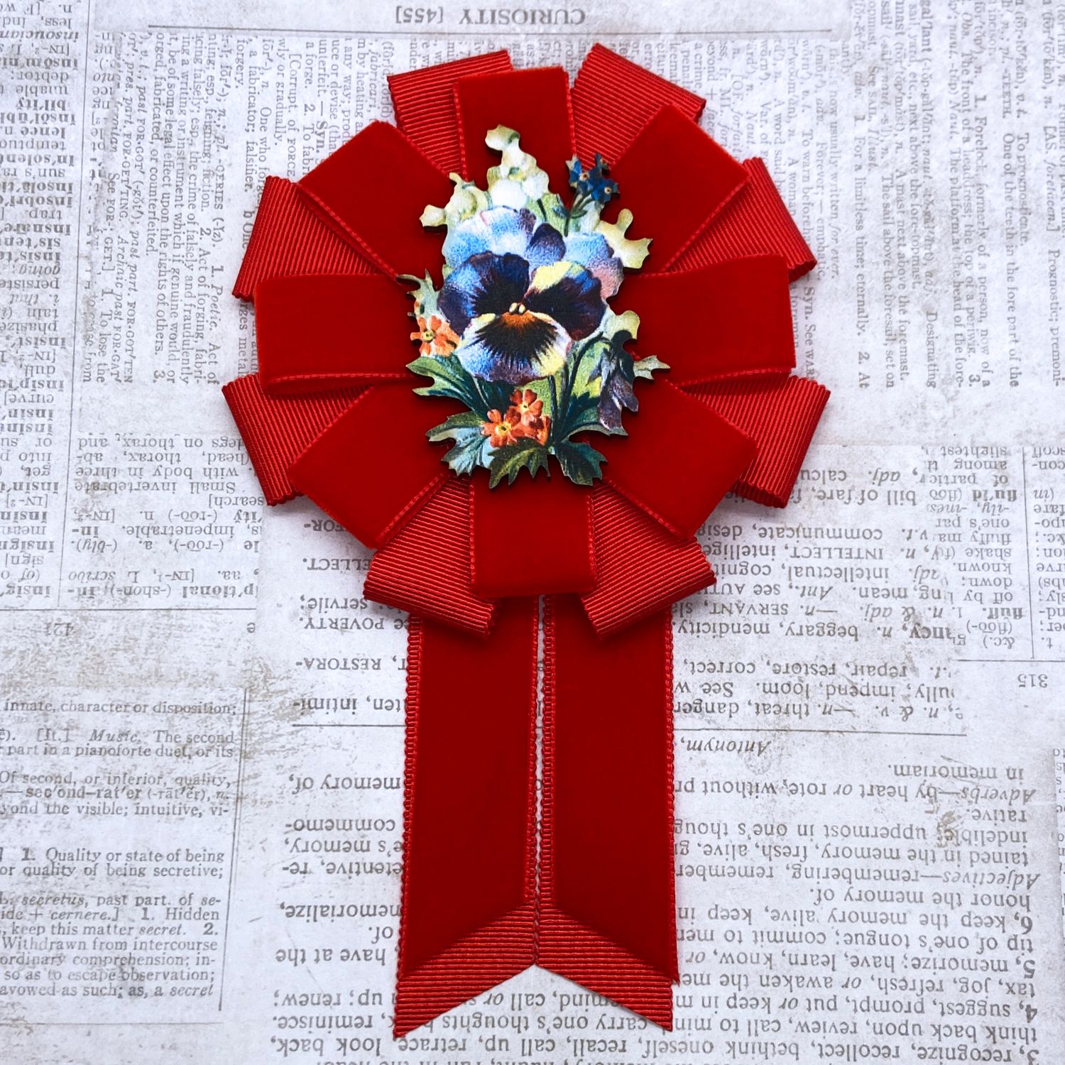 pansy bouquet rosette