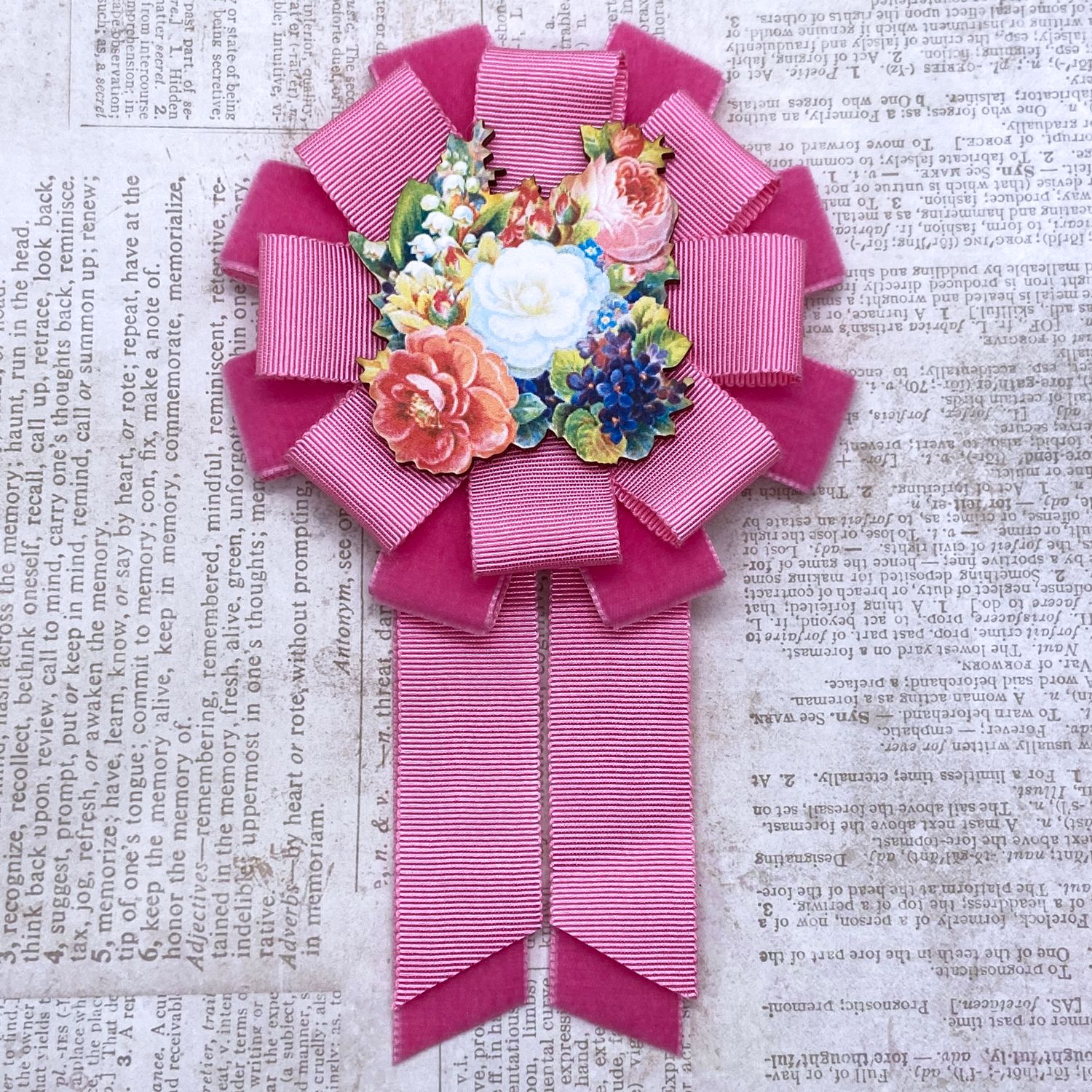 pink bouquet rosette