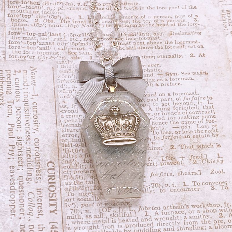 silver crown coffin necklace