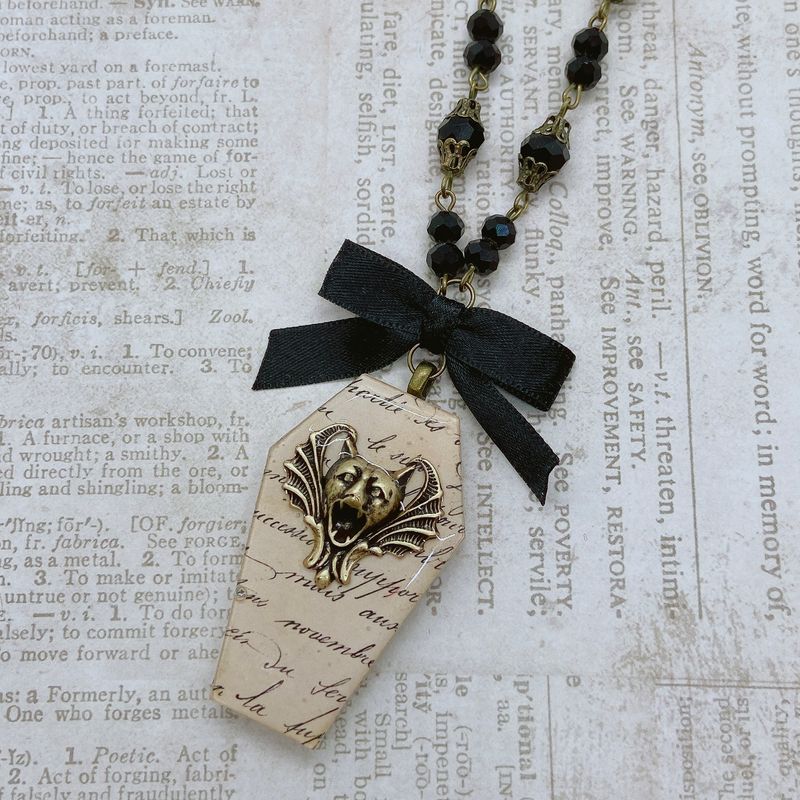 antique vampire coffin necklace