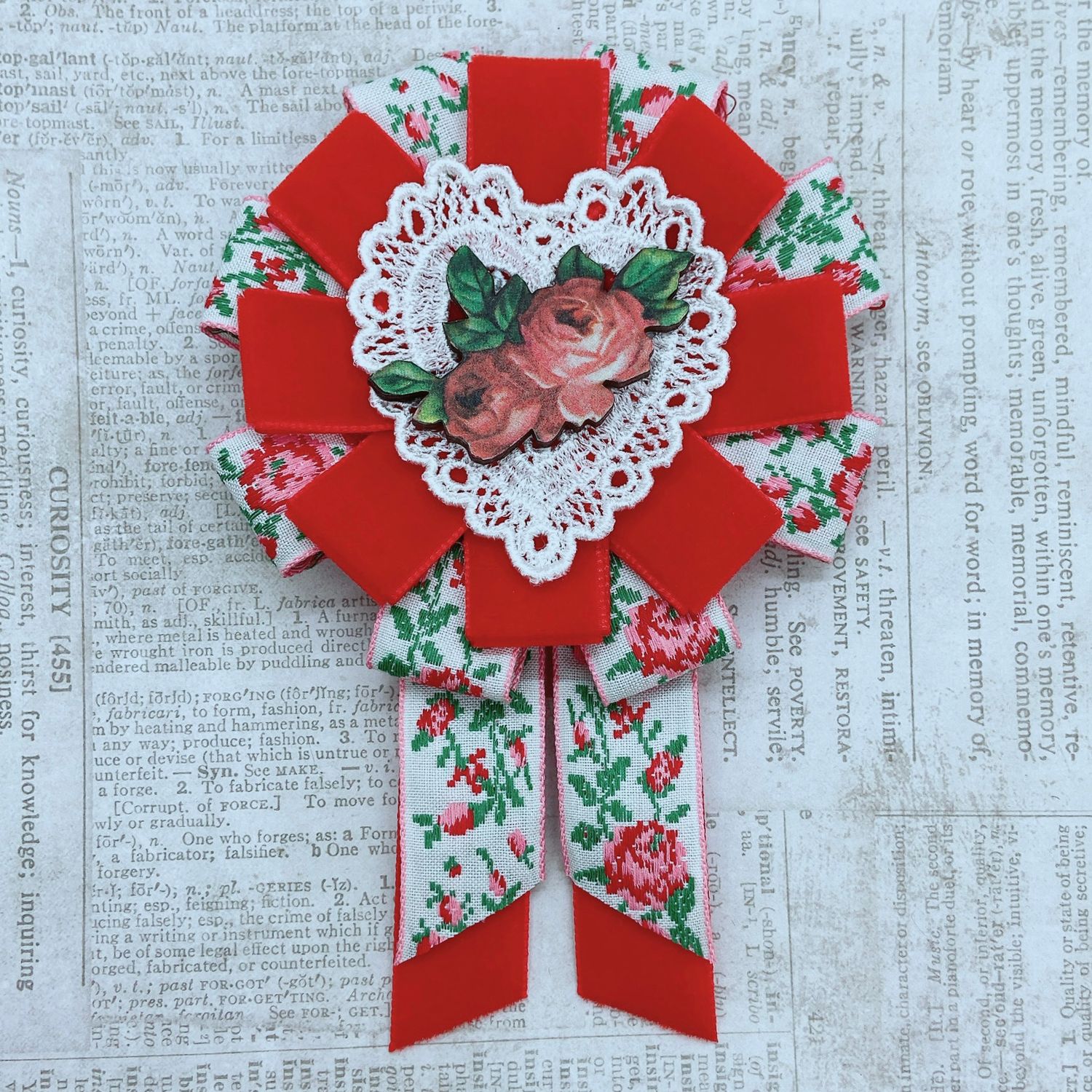 vintage valentine rosette