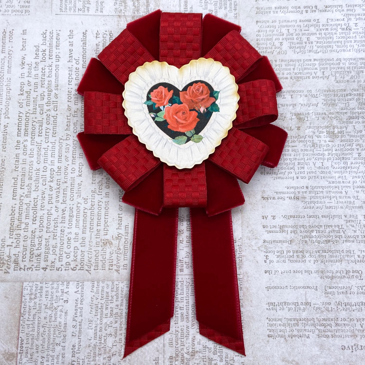 antique heart valentine rosette