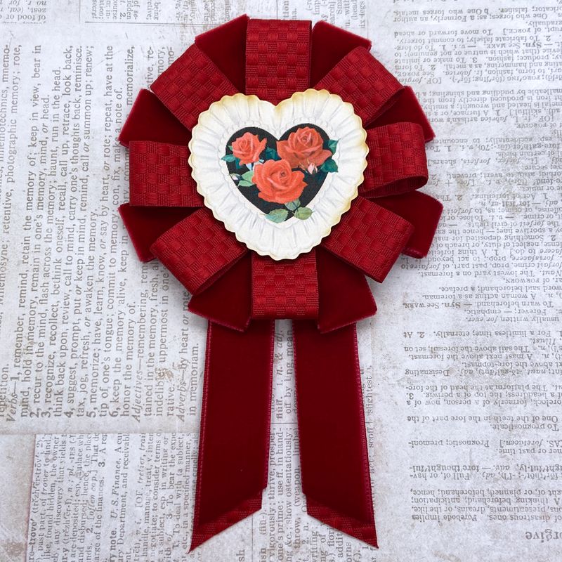 antique heart valentine rosette