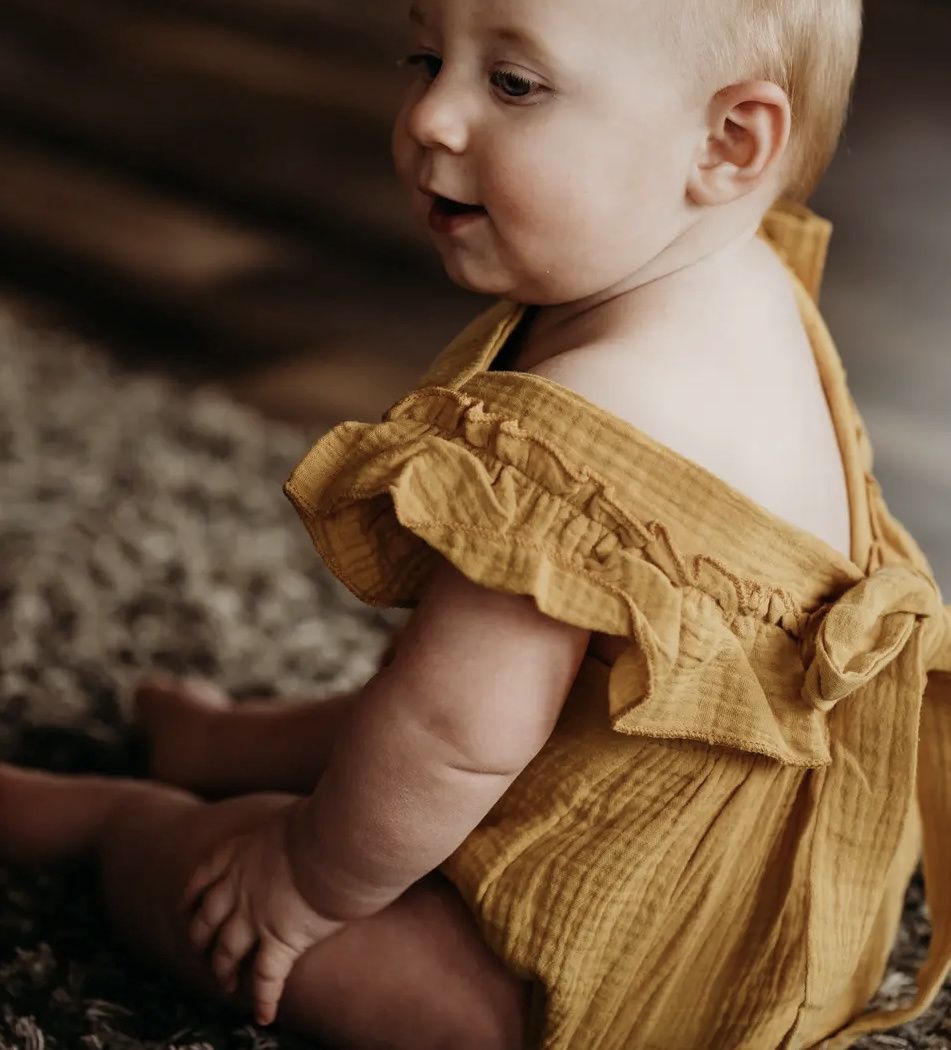 Yellow Cotton Baby Onesie