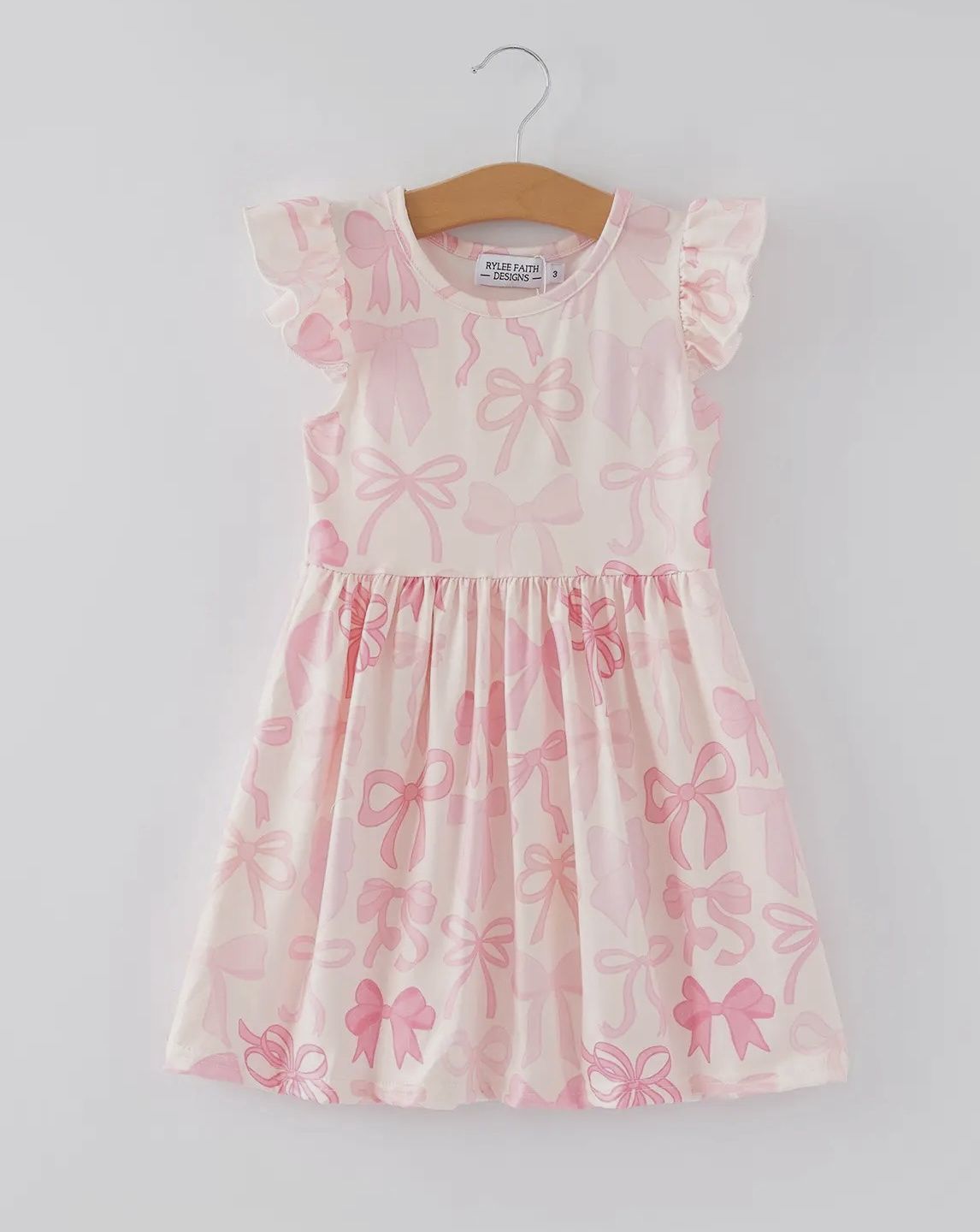 Bow Print Flutter Sleeve Dress