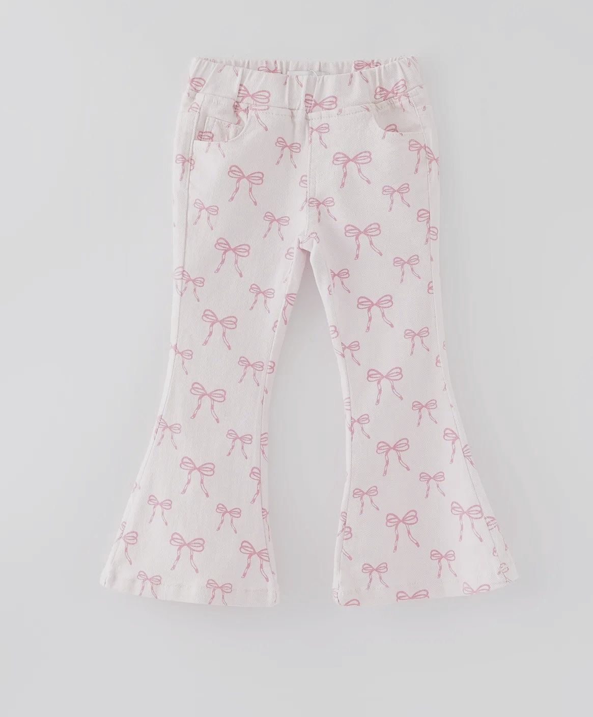 Girls Pink Bow Print Bell Bottoms